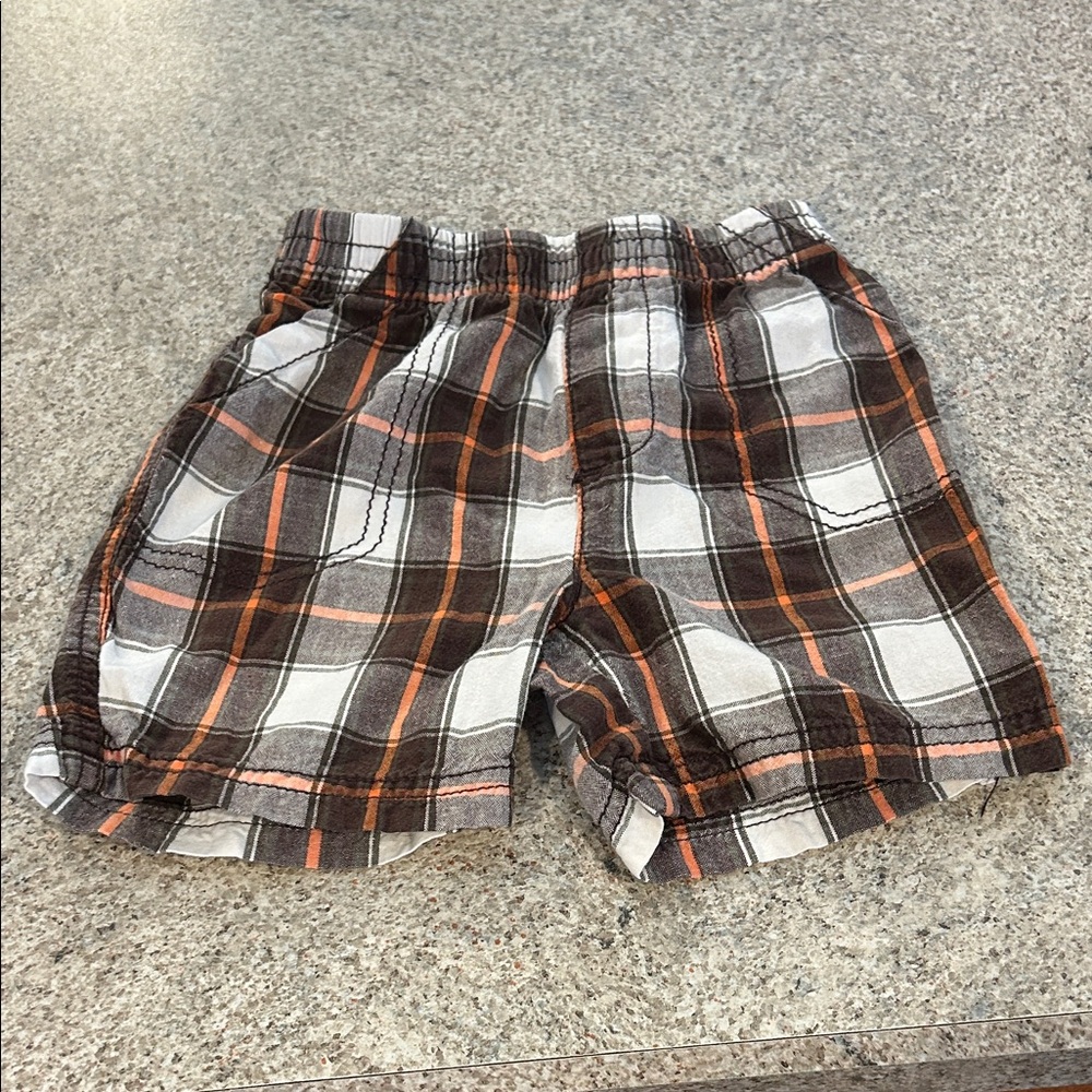 Jumping Beans Plaid Kids Shorts - Brown and Orange